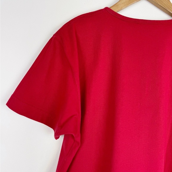 LizSport Vintage Red Embroidered Floral T-Shirt - Picture 5 of 7